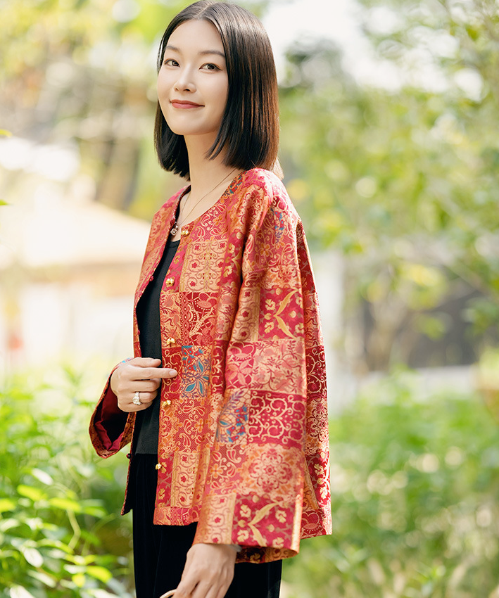 Empress Red Patchword Oriental Jacket