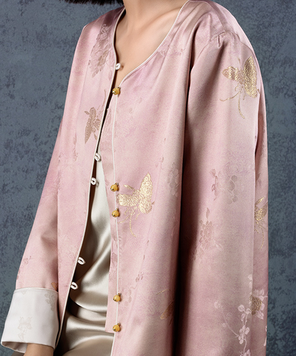 Pink-Gold Silk Cheongsam Jacket
