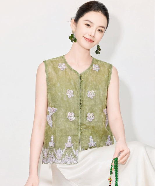 Olive Blossom Modern Oriental Top