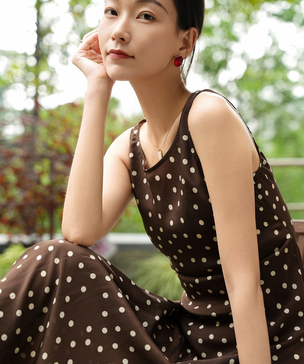 Missy Coco's Brown Polka Silk Dress