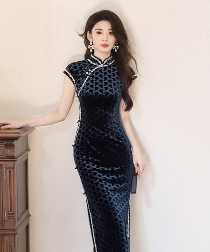 Wenwen's Maxi Lace Trim Cheongsam