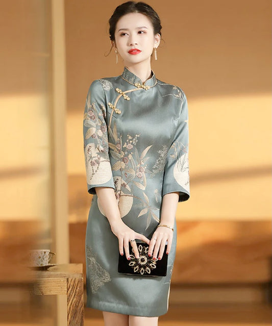 Aimee Brocade 3/4 Sleeves Cheongsam