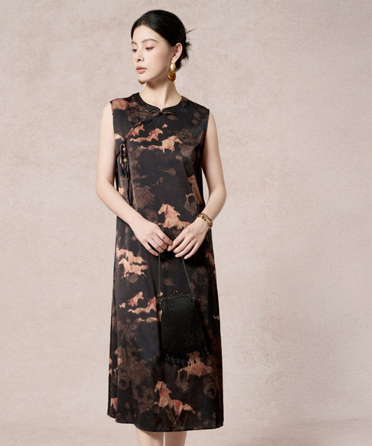 Ink Mirage Silk Blend Cheongsam Dress