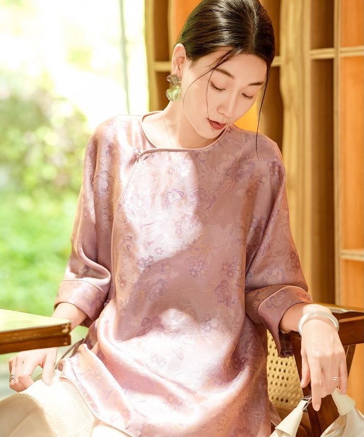 Rose Dusk Silk Cheongsam Top