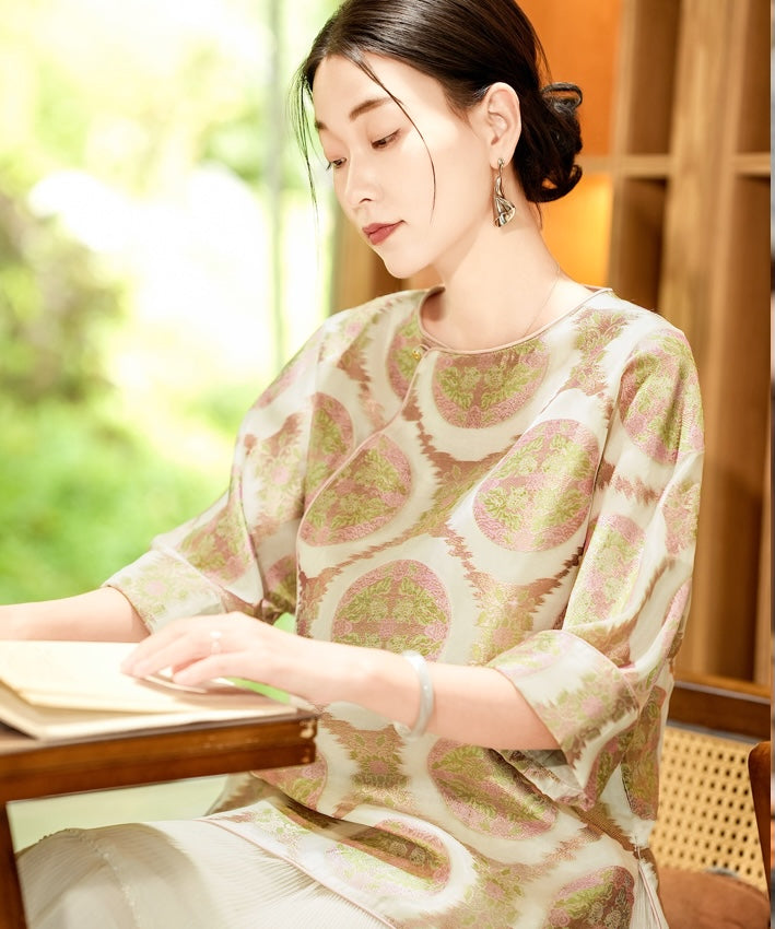 Jade Medallion Silk Cheongsam Top