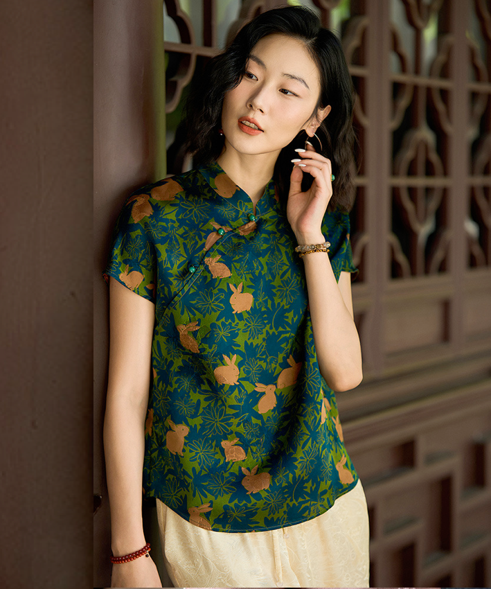 Mumi Bunny Silk Cheongsam Top