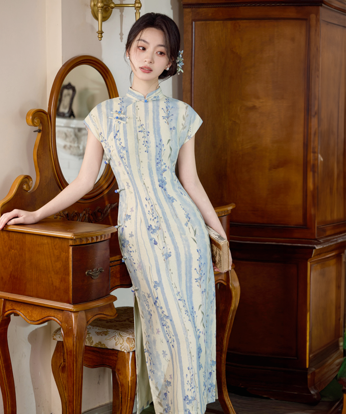 Wisteria Breeze Ramie Qipao Cheongsam
