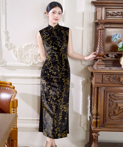Dragon-Year Golden Petals Cheongsam