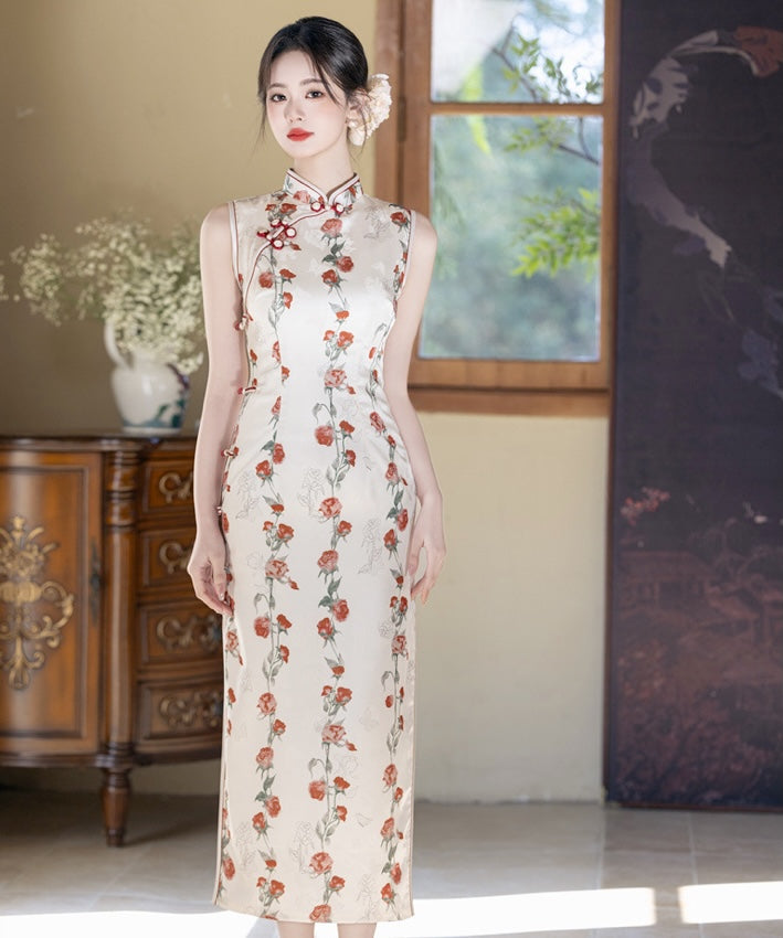 Ivory Rose Vine Cheongsam