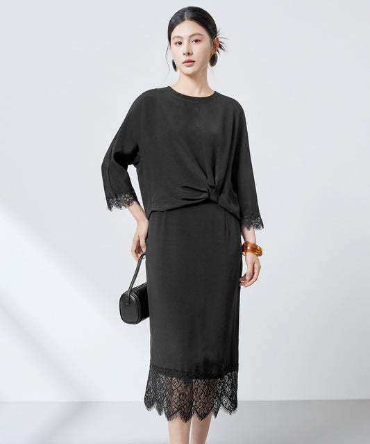 Noir Veil Silk Blend Dress