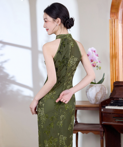 Olive Halterneck Cheongsam