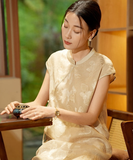 Champagne Bloom Cheongsam Dress