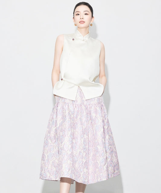Zi He Tang's Jacquard Oriental Top + Skirt Set