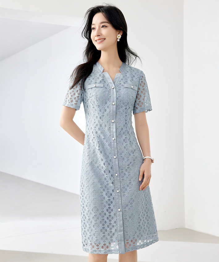 Elena Lace Button Midi Dress