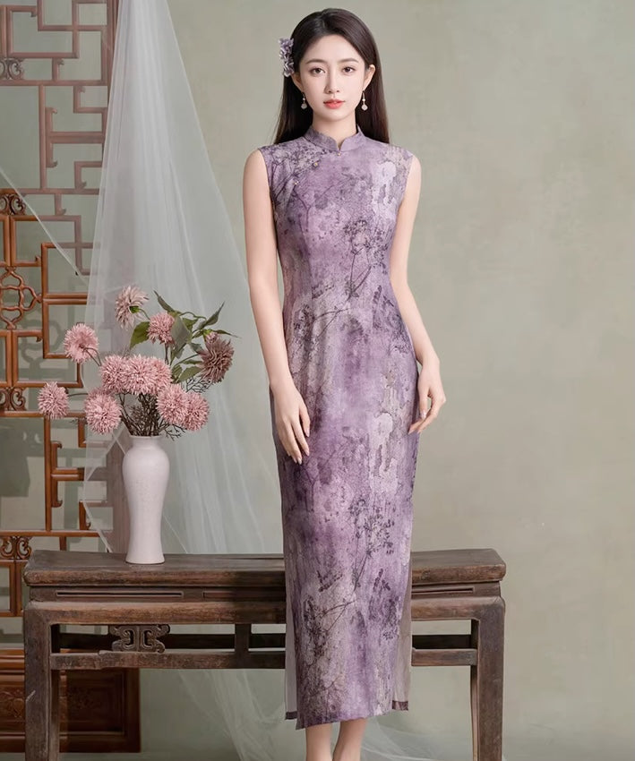 Nora Purple Maxi Cheongsam