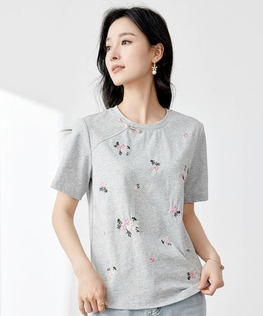 Wanning Oriental Knot Embroidered Tee