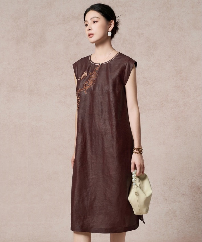 Mahogany Whisper Silk Dress