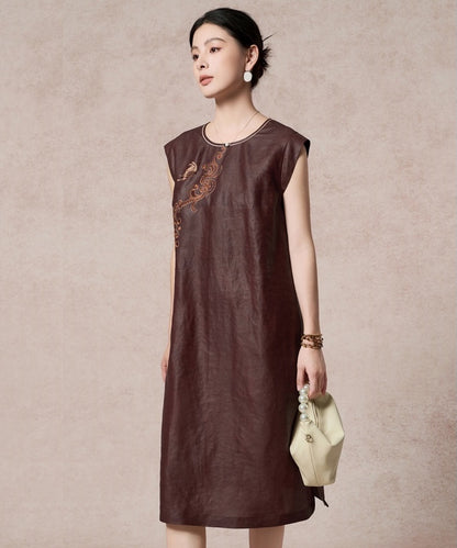 Mahogany Whisper Silk Dress