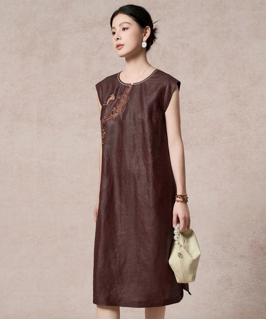 Mahogany Whisper Silk Dress
