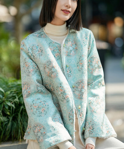 Celadon Bloom Winter Cheongsam Jacket
