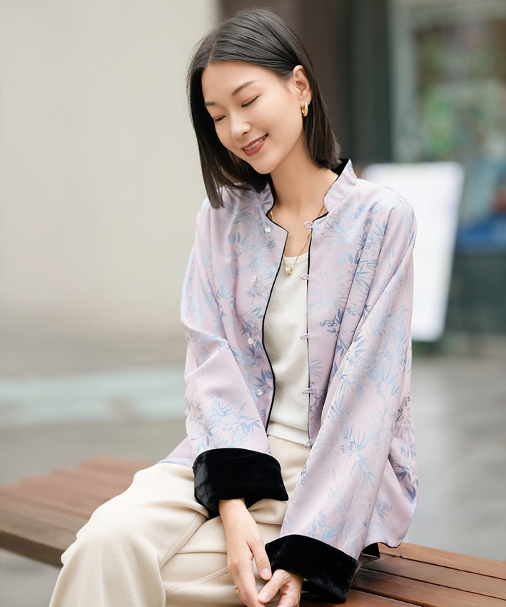 Lilac Velvet Reversible Cheongsam Jacket