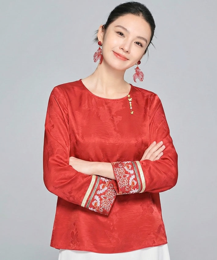 Fortune Red Cheongsam Blouse