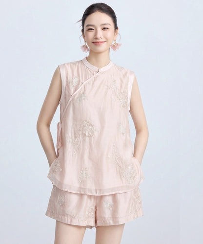 Elise Blush Cheongsam Top Bottom Set