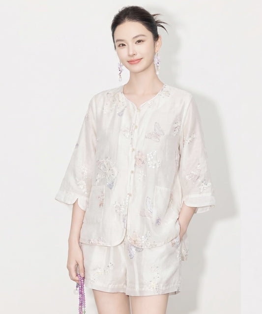 Aveline Ivory Mist Cheongsam Set