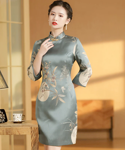 Aimee Brocade 3/4 Sleeves Cheongsam