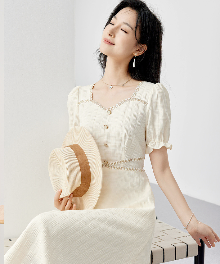 Vanilla Textured Midi Dress