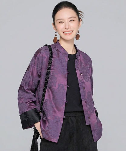 Plum Brocade Mandarin Jacket