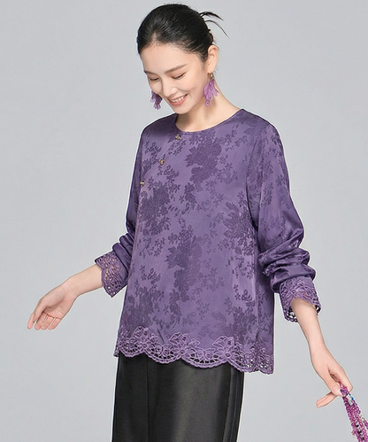 Lavender Bloom Jacquard Top