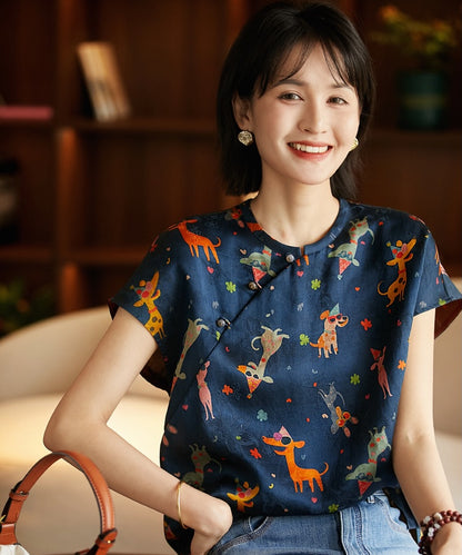 Midnight Menagerie Modern Oriental Silk Top