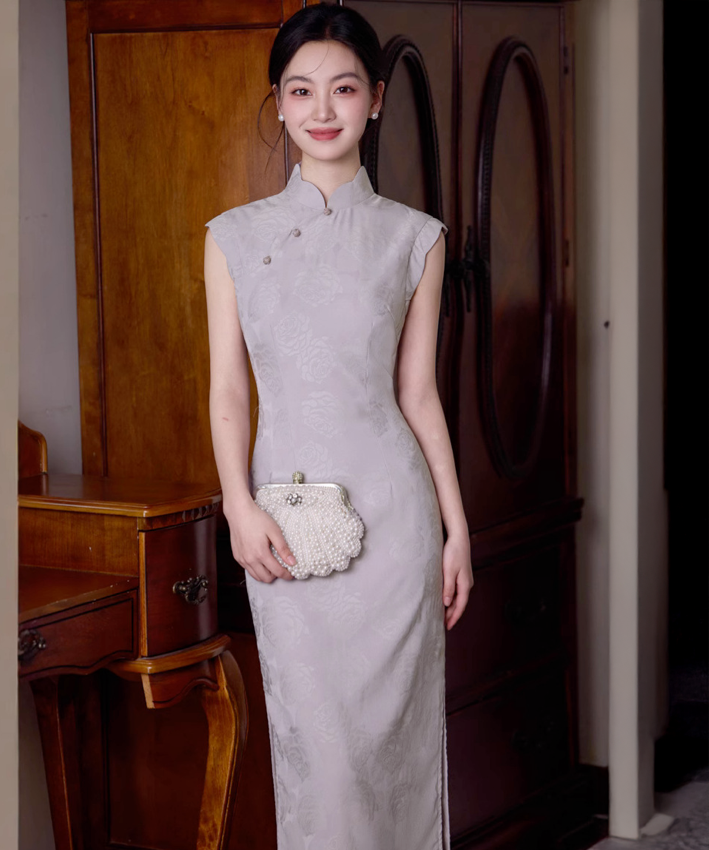 Taro Purple Petal Cheongsam