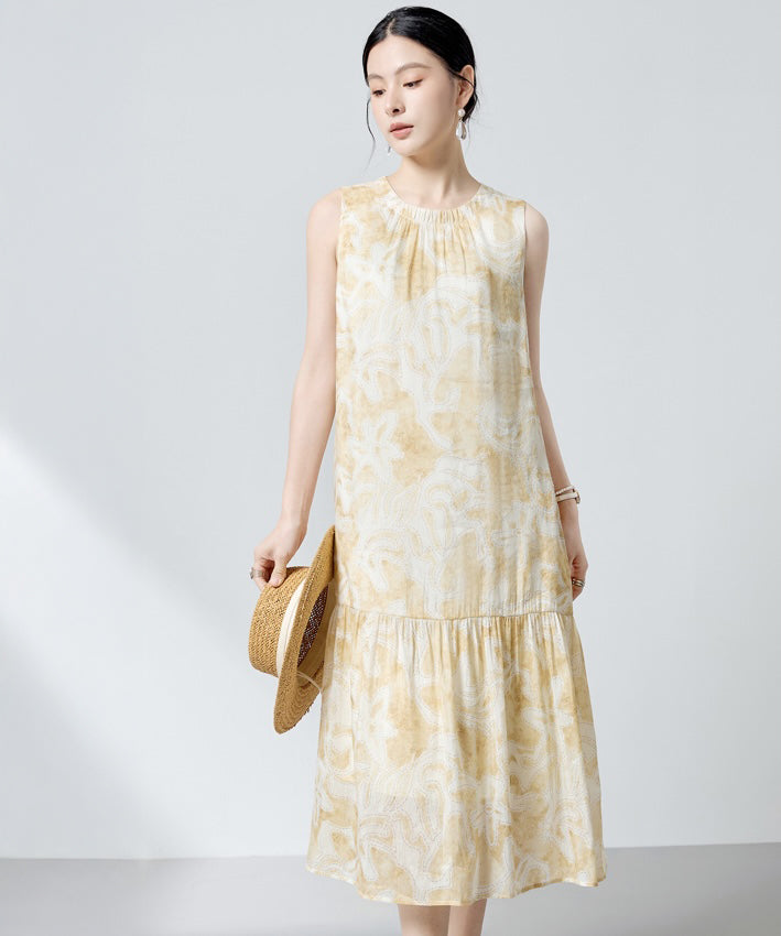 Golden Willow Linen Silk Dress