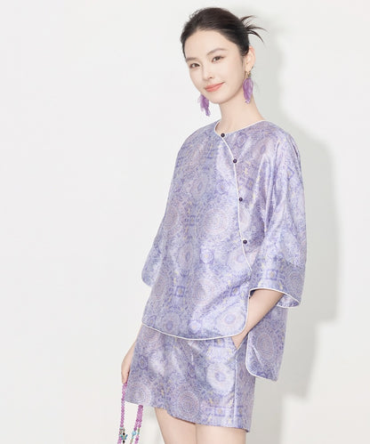 Zhi May Oriental Top + Shorts Set