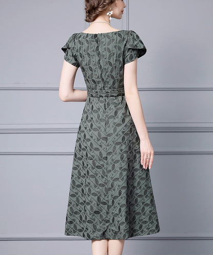 Sylvie Leaf Jacquard Midi Dress