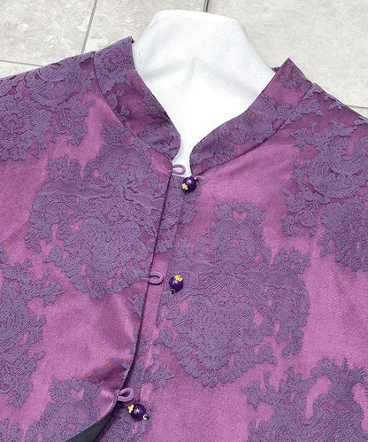 Plum Brocade Mandarin Jacket