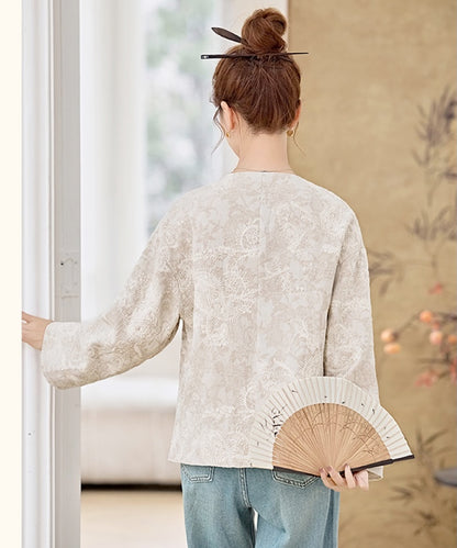 Cream Garden Textured Oriental Cardigan Jacket