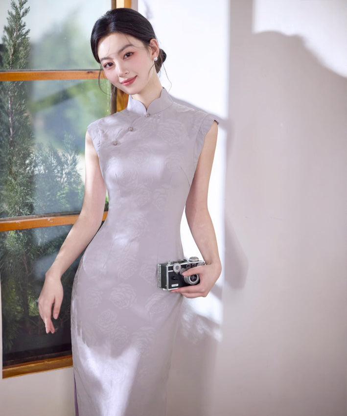 Taro Purple Petal Cheongsam