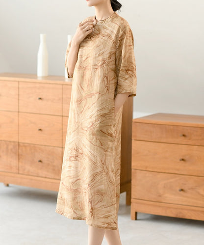 Lila Marble-Print Cheongsam
