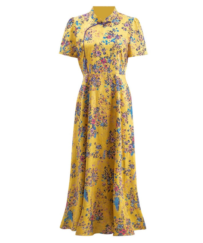 Sunlit Floral Grace Cheongsam Dress