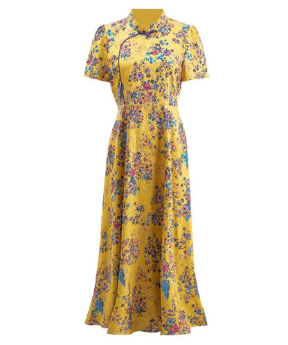 Sunlit Floral Grace Cheongsam Dress