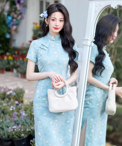 Kele Light Blue Floral Cheongsam