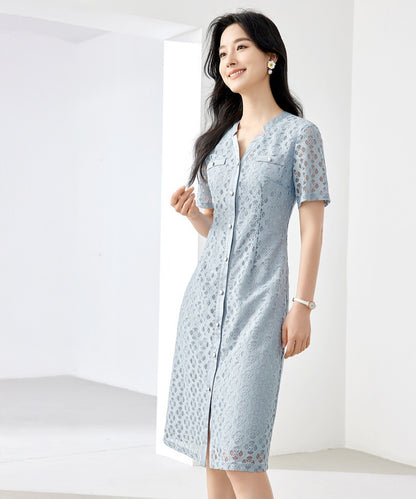 Elena Lace Button Midi Dress