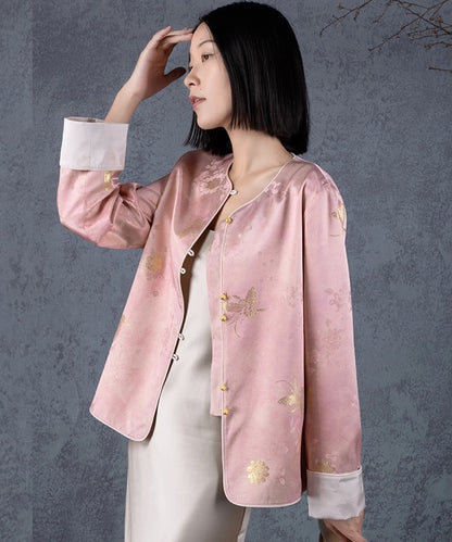 Pink-Gold Silk Cheongsam Jacket