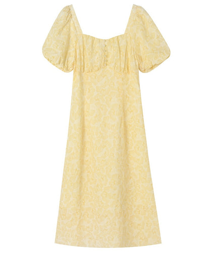 Juliet Yellow Elegant Tea Dress