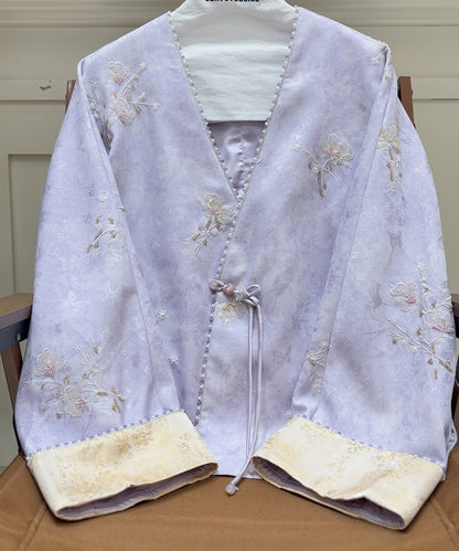 Lavender Mist Embroidered Drape Jacket