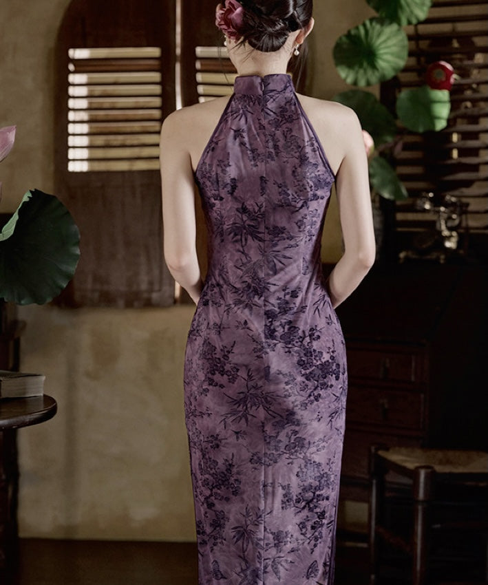 Shuya Purple Halterneck Cheongsam