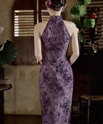 Shuya Purple Halterneck Cheongsam